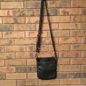 Coach Black Pebbled Leather Crossbody Purse EUC